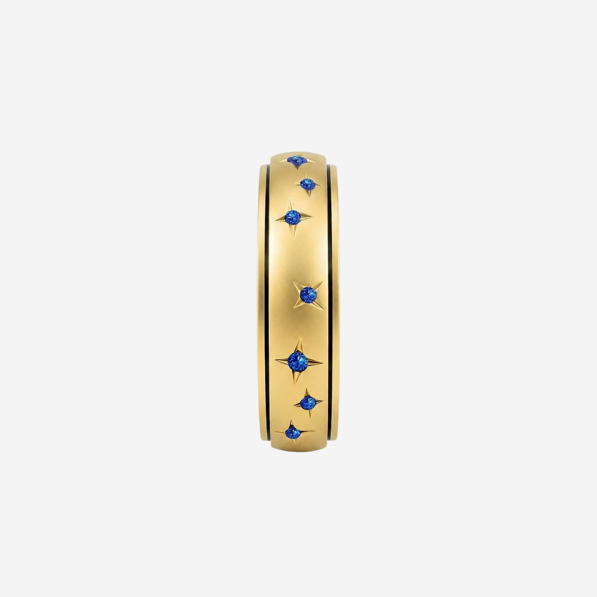 Anel Celestial Dourado com Cristal Azul