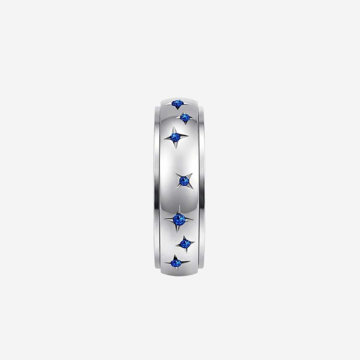 Anel Celestial Prata com Cristal Azul