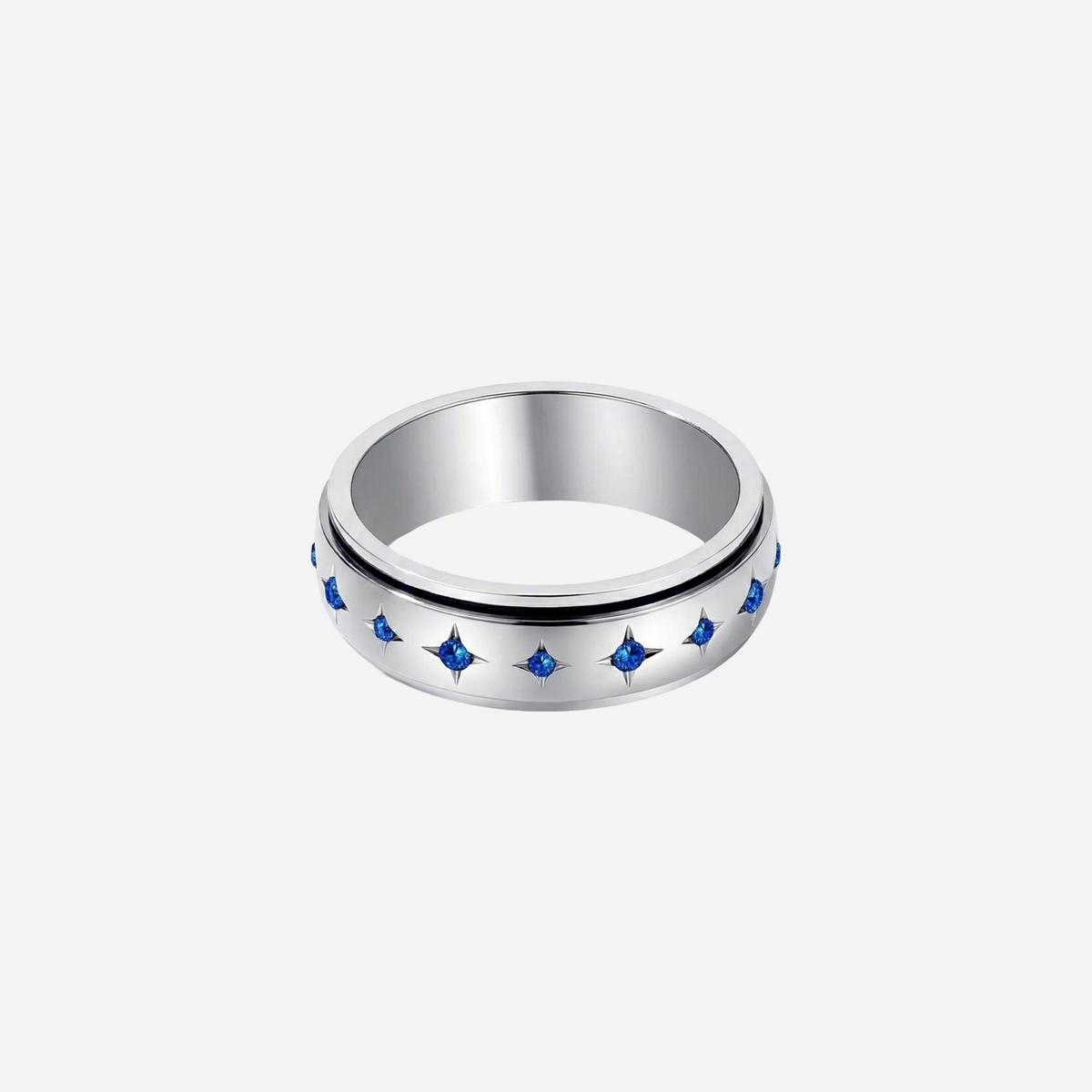 Anel Celestial Prata com Cristal Azul